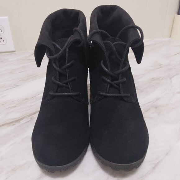 Mia | Leather Suede Platform Wedge Lace Up Bootie | Size 8.5 - Picture 5 of 10